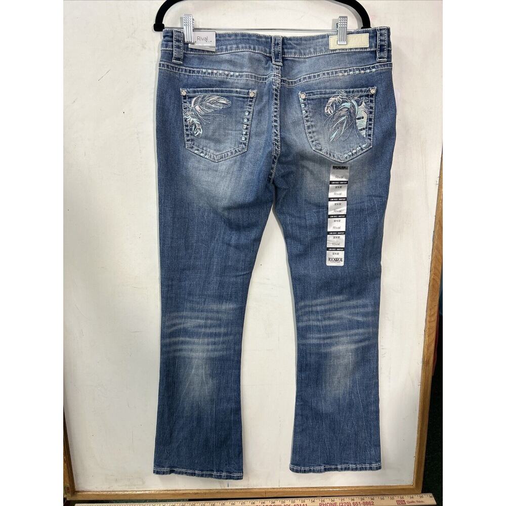 Rock & Roll Cowgirl Low Rise Bootcut Med Acid Wash Jeans Womens Size‎ 32x32 NWT - Picture 6 of 15
